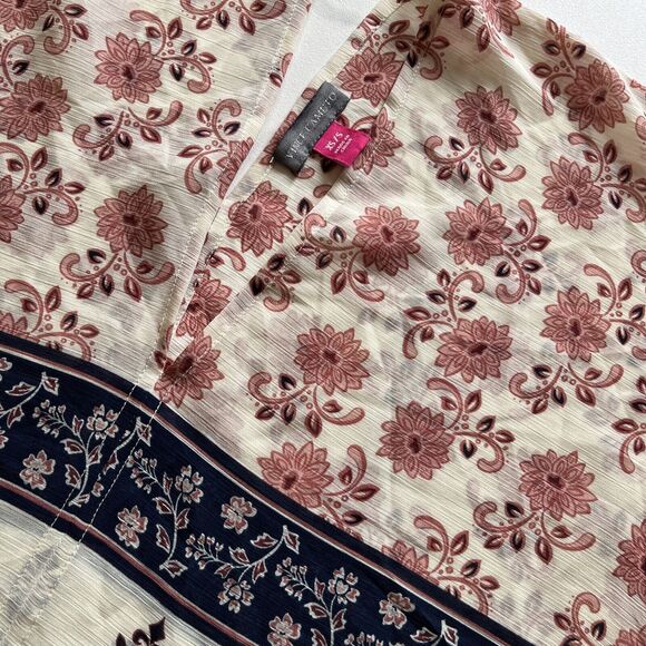 Vince Camuto Sheer Oversized Top Shawl Cape Floral Cream Rust Blue XS/S Boho - Picture 1 of 10